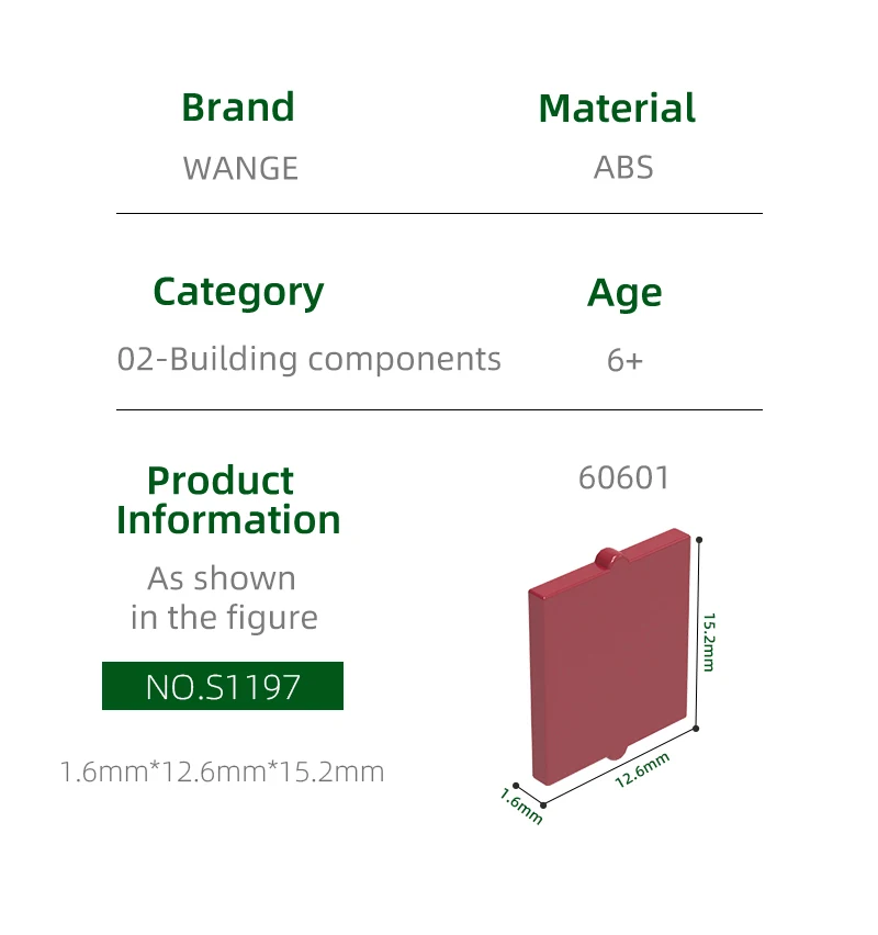 Wange 322Pcs/lot 60601 Glass for Window 1x2x2 Flat Building Blocks Moc Accessories Compatible with Bricks DIY Children Toys