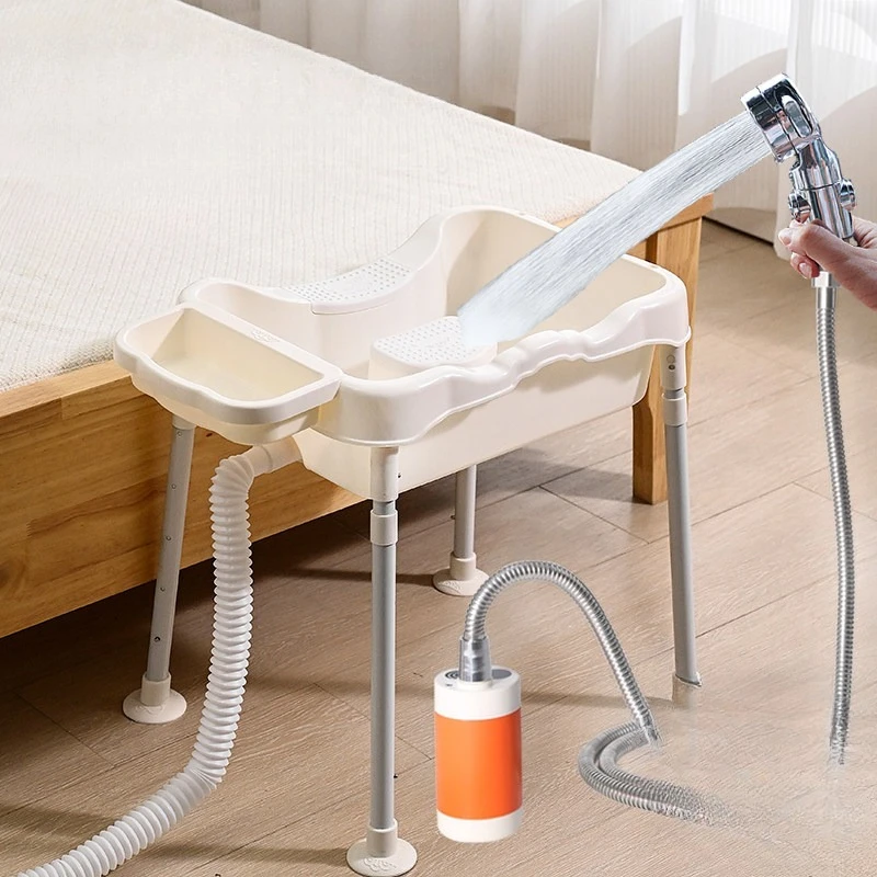 

Adjustable Shampoo Basin with Stand for Bedridden Elderly Pregnant Women Portable No-Bend Hair WashingTray Home Hospital Care