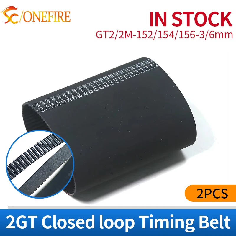 

2pcs GT2/2M 152/154/156 belt closed loop rubber timing belt Teeth 76/77/78 Length 152/154/156mm width 3/6mm for 3D printer