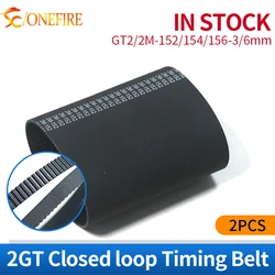 2 stks GT2/2 M 152/154/156 riem gesloten lus rubber distributieriem Tanden 76/77/78 Lengte 152/154/156mm breedte 3/6mm voor 3D printer