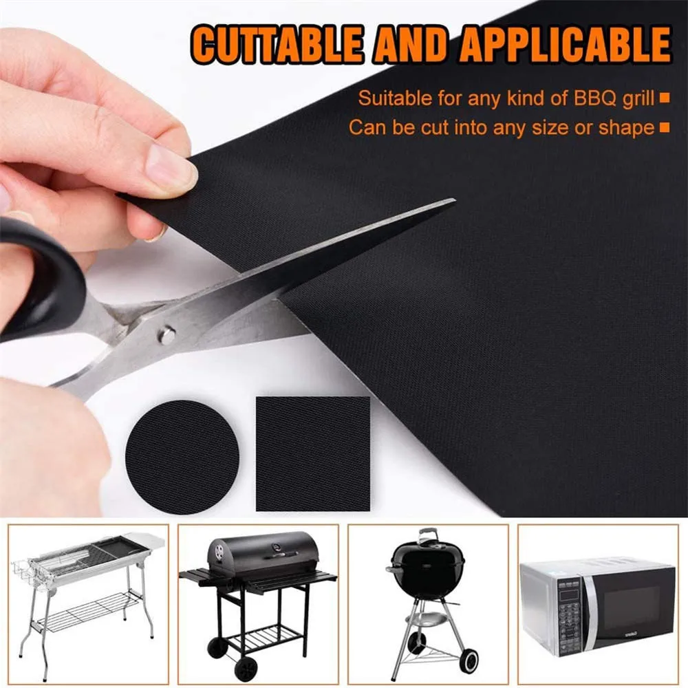 Non-Stick BBQ Grill Mat Baking Mat Cooking Reusable Barbecue Grilling Sheet Heat Resistance Easily Cleaned Kitchen Tools