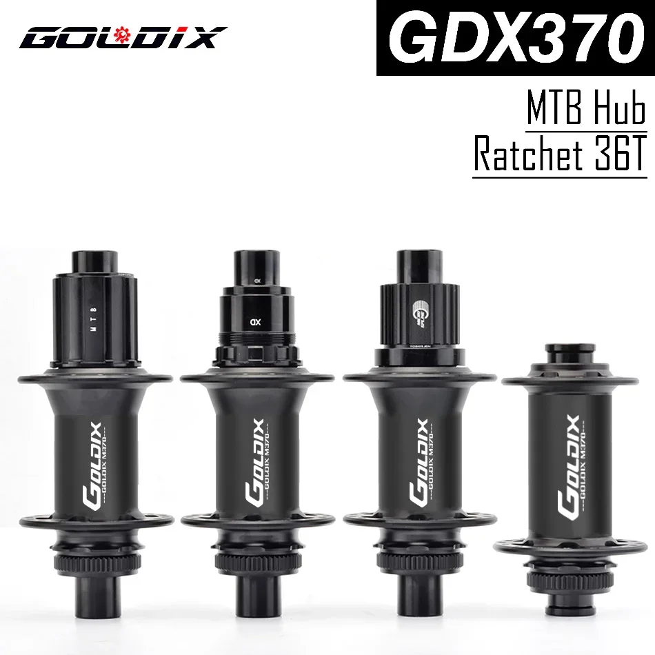 GOLDIX GDX370 Bicycle Hub Sealed Bearing Center Lock Disc Brake J-Bend 32 Holes Ratchet 36T BOOST MTB Hub for Shimano SRAM