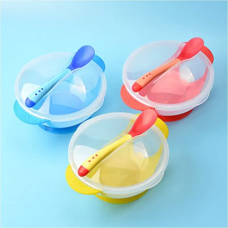 Baby Bowl Set Training Bowl Spoon Tableware Set Dinner Bowl Learning Dishes with Suction Cup Children Training Dinnerware