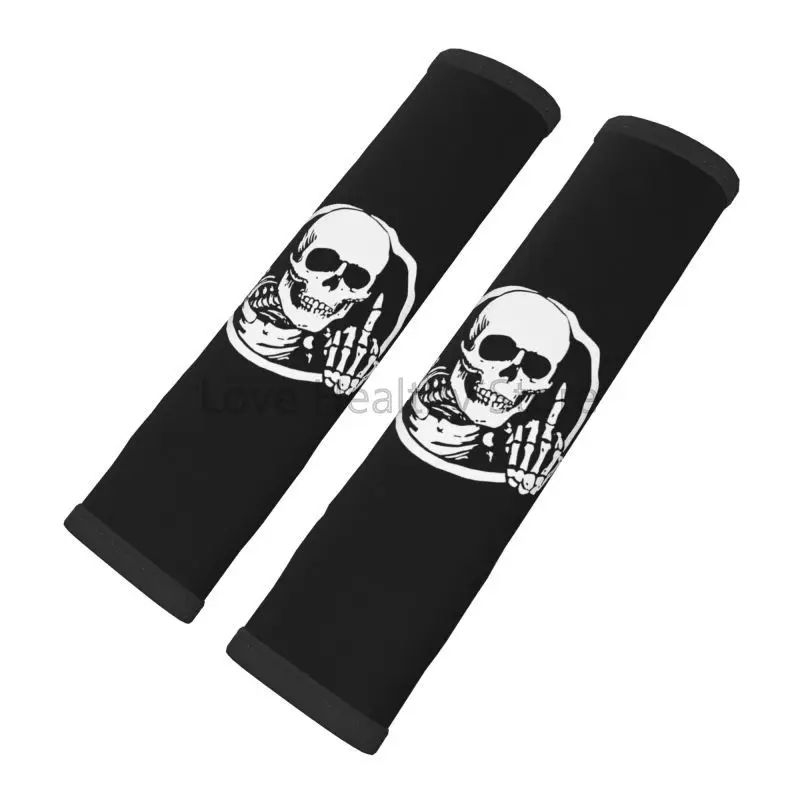 Skull Skeleton Shows Middle Finger Print Car Seat Belt Pad Covers Safety Seat Belt Comfortable Shoulder Pads Universal 2 Packs