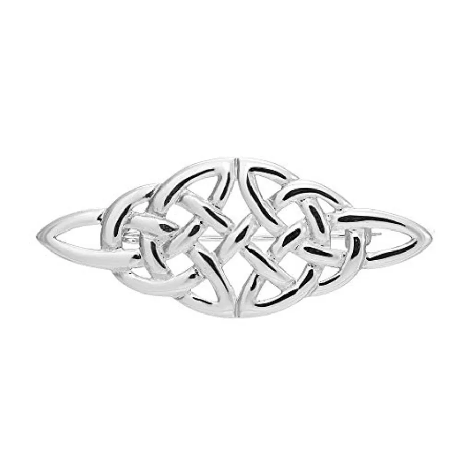 

925 Sterling Silver Brooch for Women - Celtic Brooch Pin with Jewelry Gift Box - 48mm x 18mm