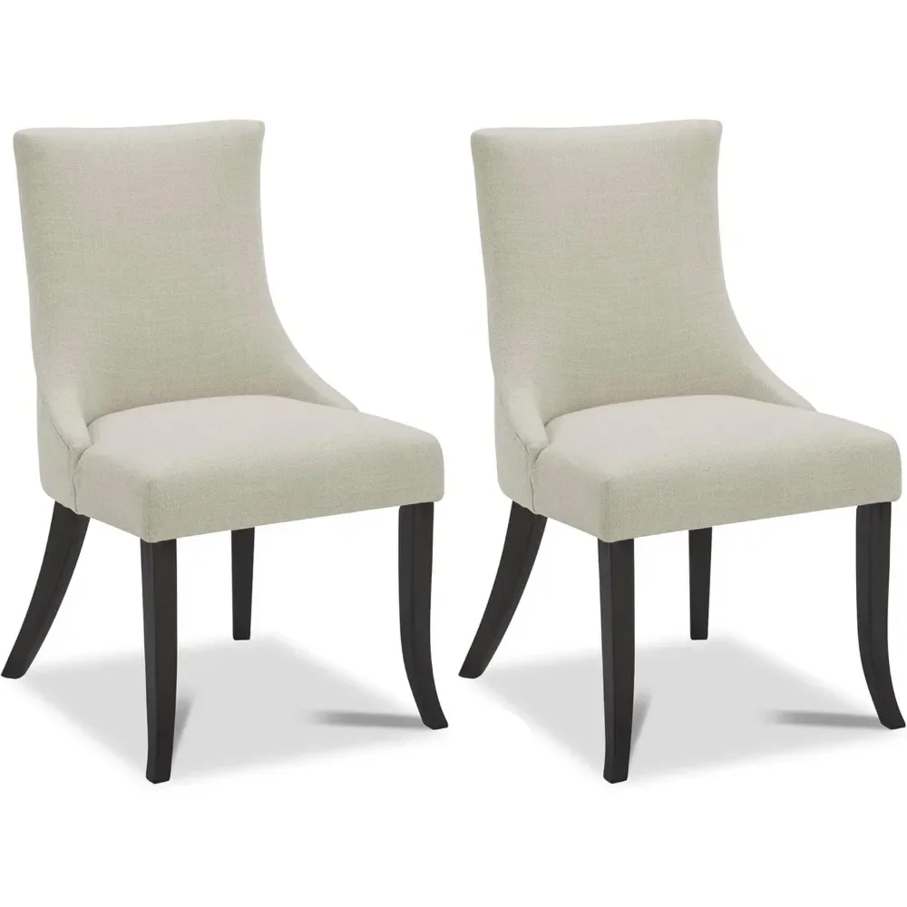 Dining Chair Set of 2, Fabric Modern Upholstered Chairs, Wood Farmhouse High Back Dining Chair