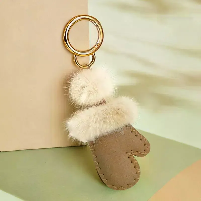 

Брелок из искусственного меха норки, подвеска в форме перчаток, сумка для ключей от машины, брелок, плюшевый держатель для ключей, сумка для перчаток, подвески