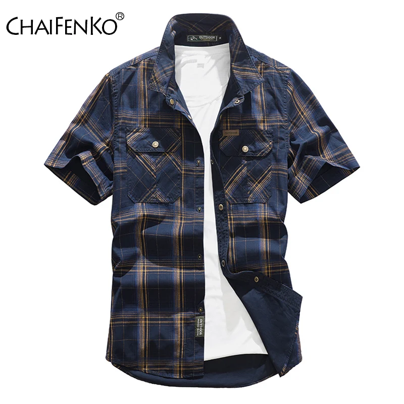 

Summer Fashion Man Lapel T Shirt New Light Thin Leisure Plaid Shirt Outdoor Loose Sports Hiking Comfortable Cotton Tops Man