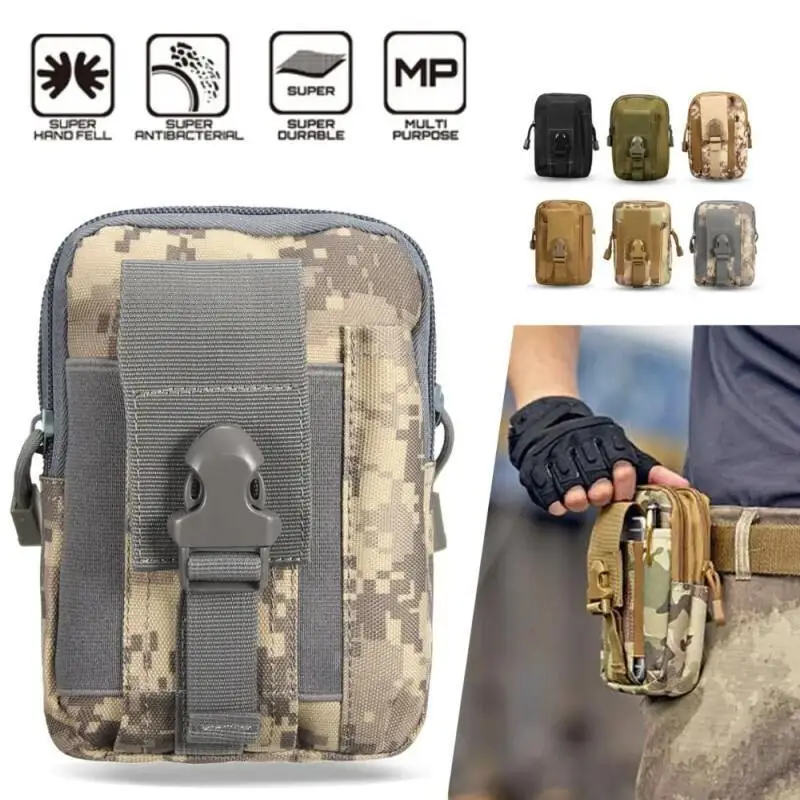 1000D Nylon Tactical Bag Outdoor Molle Pouch Belt Waist Pack Bag Phone Pocket Waist Fanny Pack for Outdoor Sports Running Hiking