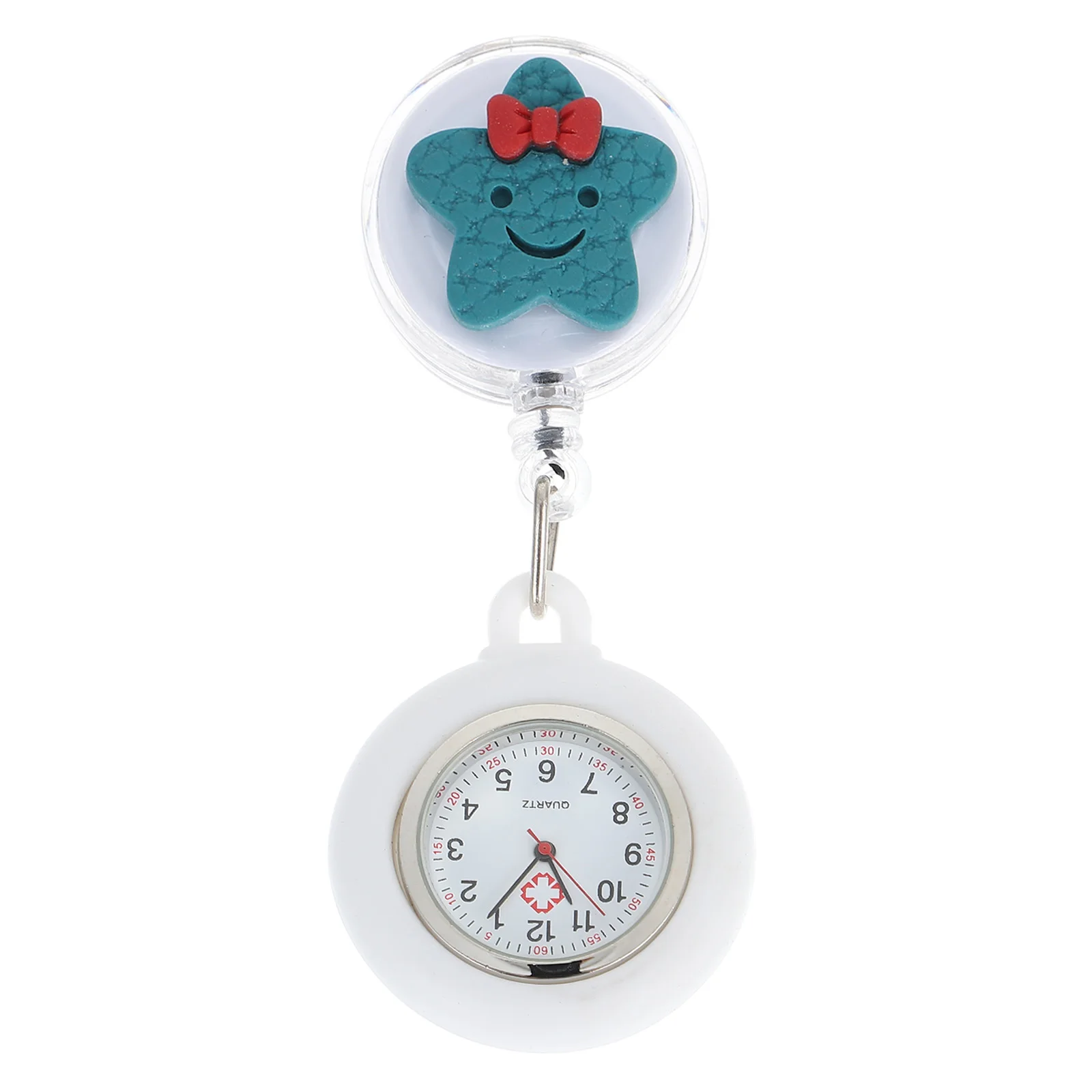 

Cartoon Star Nurse Fob Portable Pocket Watch For Nurses Doctors Clip-On Hanging Quartz Timepiece Retractable Medical Watch