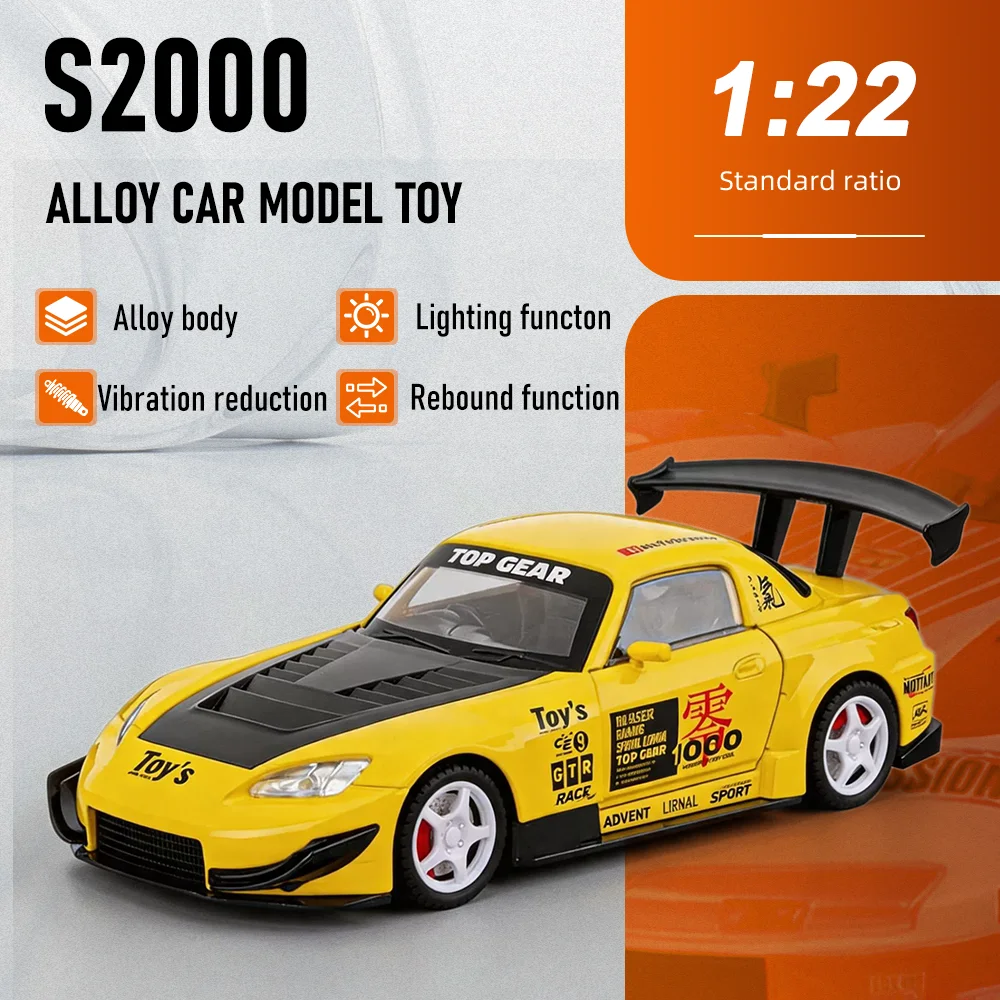 

1:22 S2000 SL63 Sport Car Diecast Alloy Miniature Model Toys with Sound Light Doors Opened Pull Back Vehices Boy's Favorite Gift