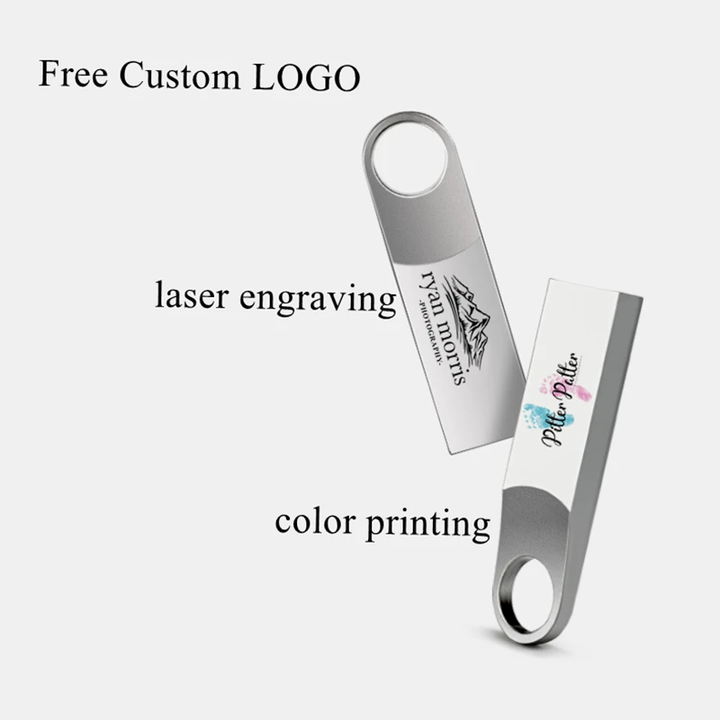 จัดส่งฟรี20ชิ้น/ล็อตฟรีที่กำหนดเองชื่อโลโก้ Silver Mini โลหะ USB2.0/3.0แฟลชไดรฟ์4GB 8GB 64GB หน่วยความจำ128GB