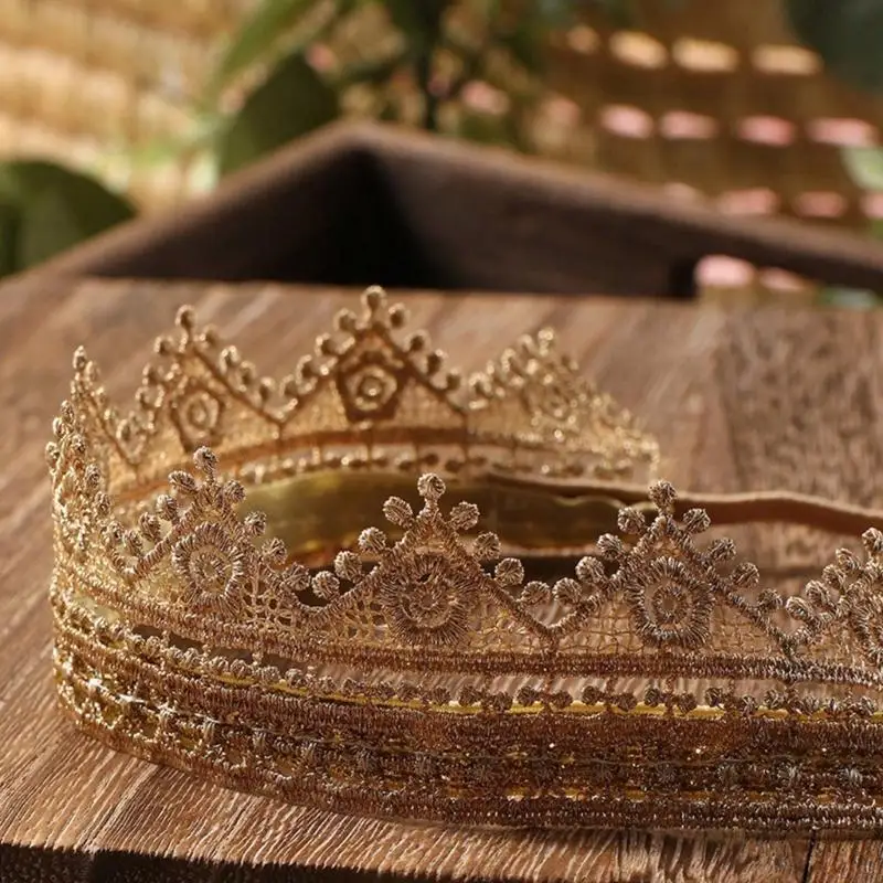 

95AE Baby Newborn Party Hat Photography Props Princess Lace Crown BirthdayTiara Headpiece Elastic Crown Headbands 36cm