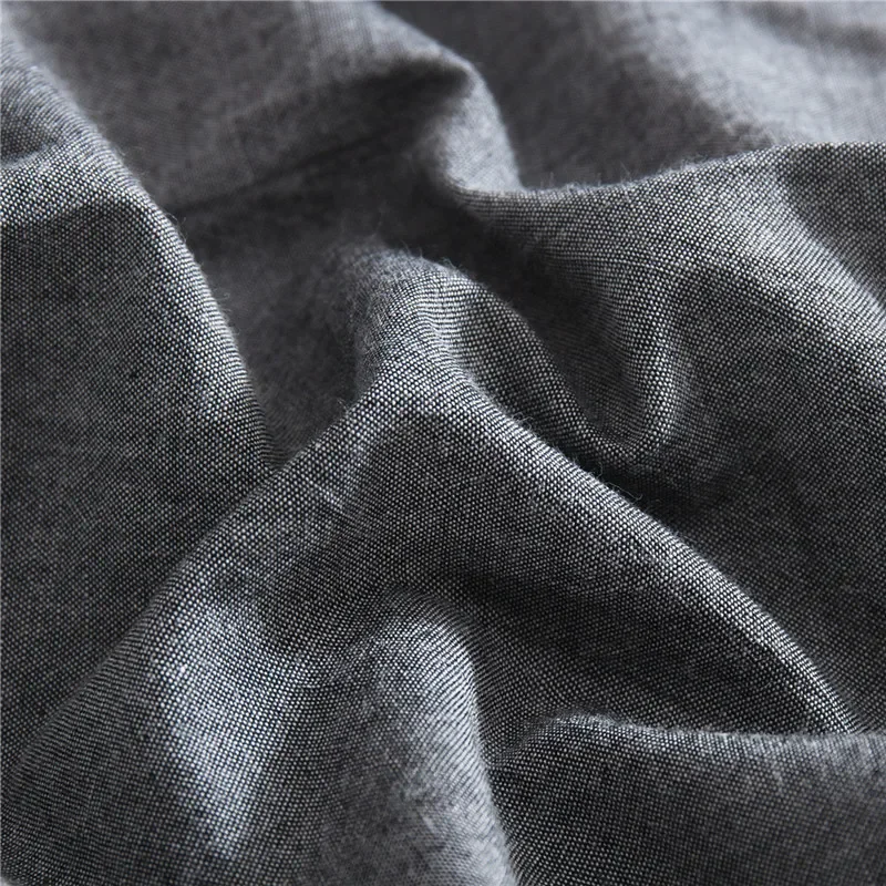 Japanese Nordic ins cotton pure cotton washed cotton four-piece set dark gray dark dormitory three-piece set bed sheet quilt