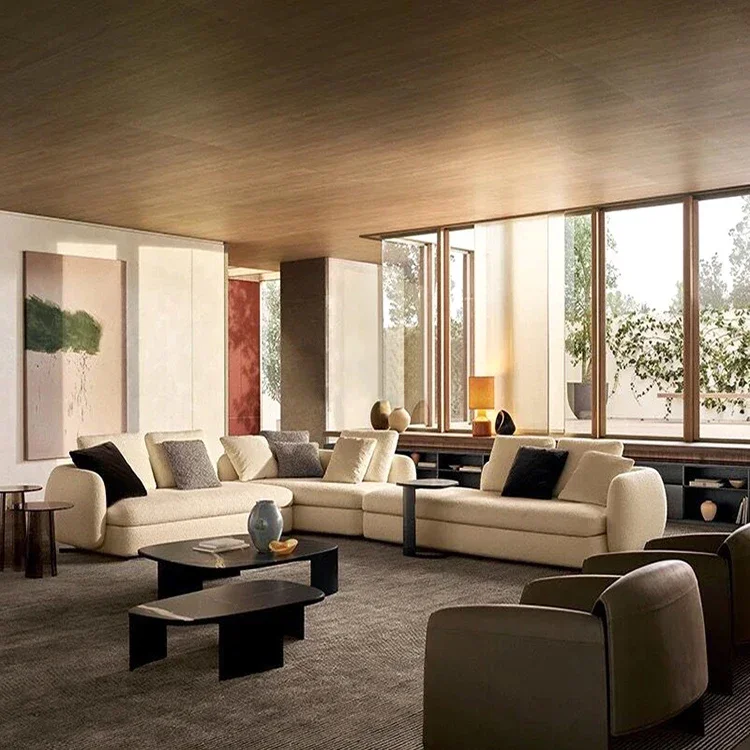 

For Modern Minimalist Living Room Furniture Set Fabric Leather Large Sectional Couch Sofa