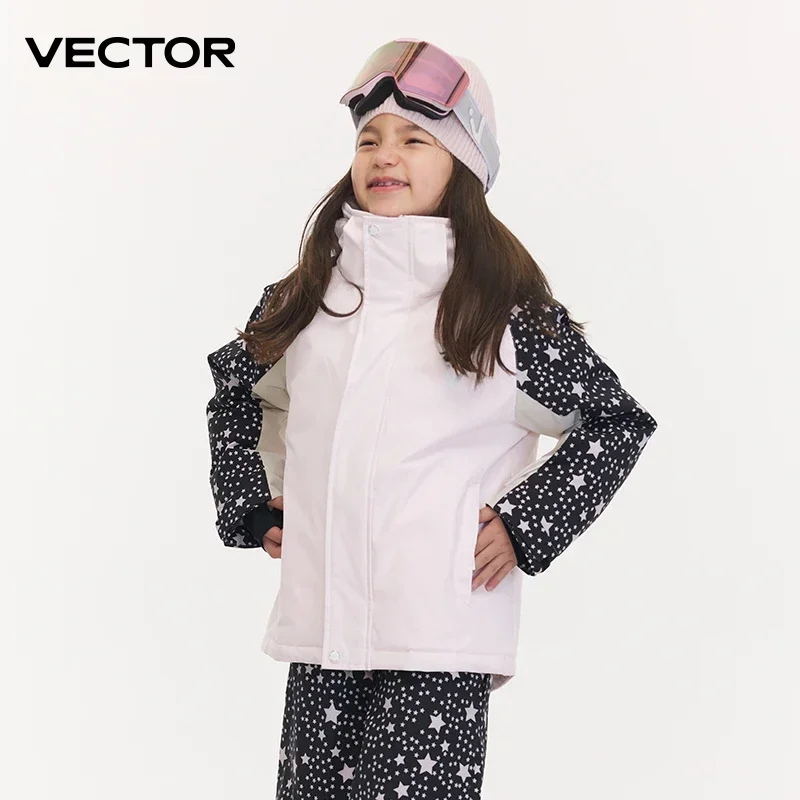 

VECTOR Ski Jacket Children Hooded Sweater Reflective Boys and Girls Ski Jacket Thickened Warmth Waterproof Ski Equipment 2023