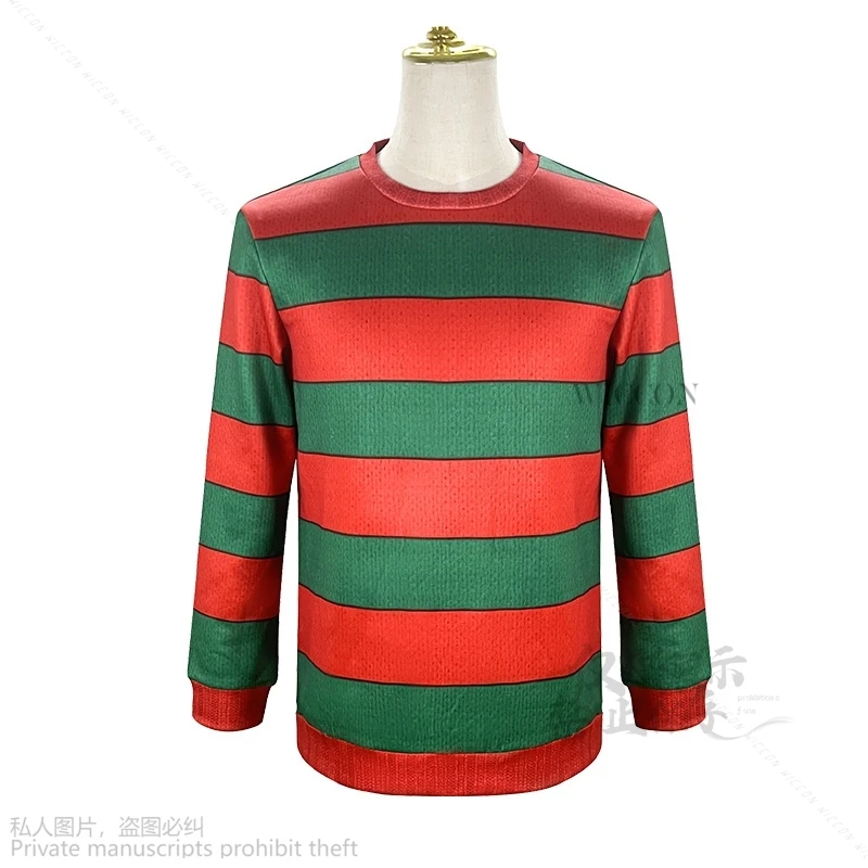 Halloween Cosplay Freddy Krueger Costume Cosplay maglione rosso strisce verdi per gli uomini abiti di Halloween Takerlama natale Anime