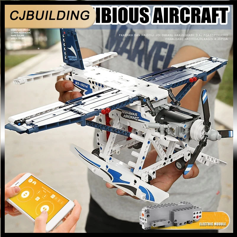 Mould King 15014 APP Remote Control RC Fire Plane 42040 Building Blocks Bricks Assemble Toy Christmas Gifts