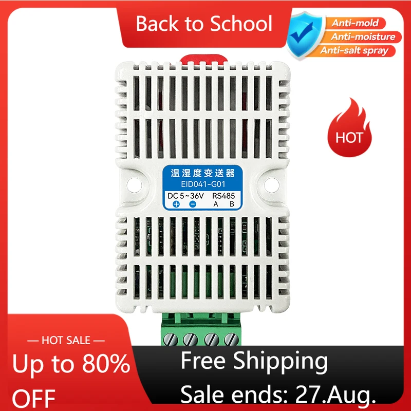 SHT30 AHT20 Temperature and Humidity Sensors CDSENET EID041-G01 Seris RS485 Modbus RTU DC5-36V Din Rail Installation