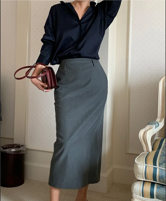 

Элегантные женские юбки-карандаш, весна-лето 2021, офисные женские карманы, повседневные костюмы миди с высокой талией, юбка