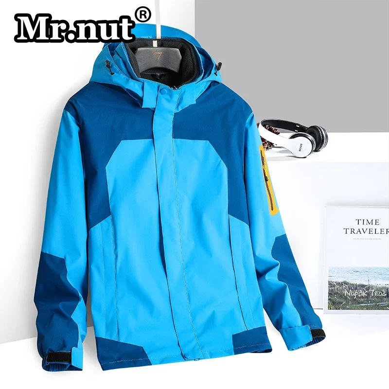 

Mr.nut Couples Casual Detachable 2 Piece Set Climbing Suit Winter Camping Hoodie Outwear Jackets Waterproof Windbreak Jacket Man