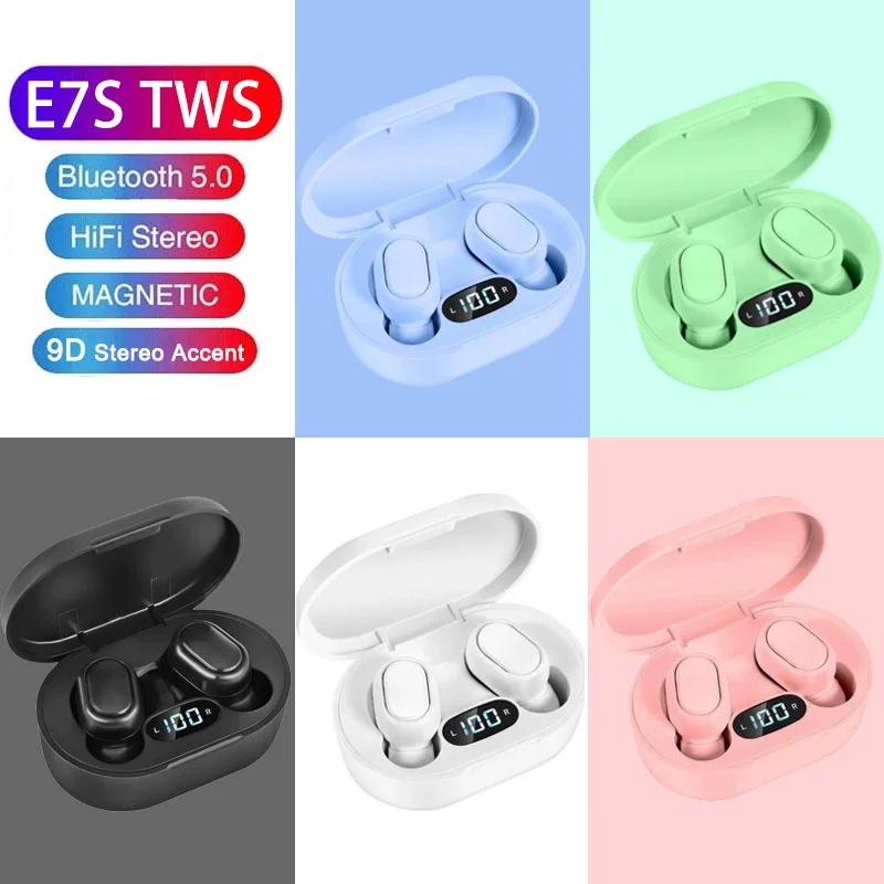 Беспроводные наушники E7S TWS, Bluetooth наушники с управлением, Спортивная гарнитура, водонепроницаемые музыкальные наушники с микрофоном, работают на всех смартфонах