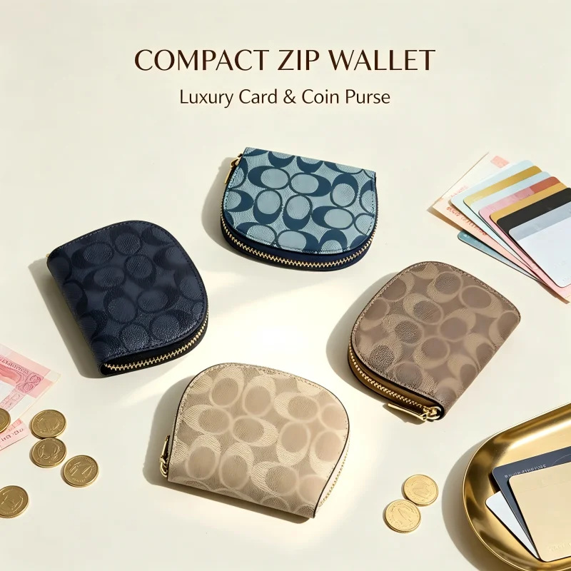 Portefeuille Rétro Élégant pour Femme, Pochette Multi-Cartes, Porte-Documents Tendance avec Fermeture Éclair en PVC, Motif Géométrique Jeunesse