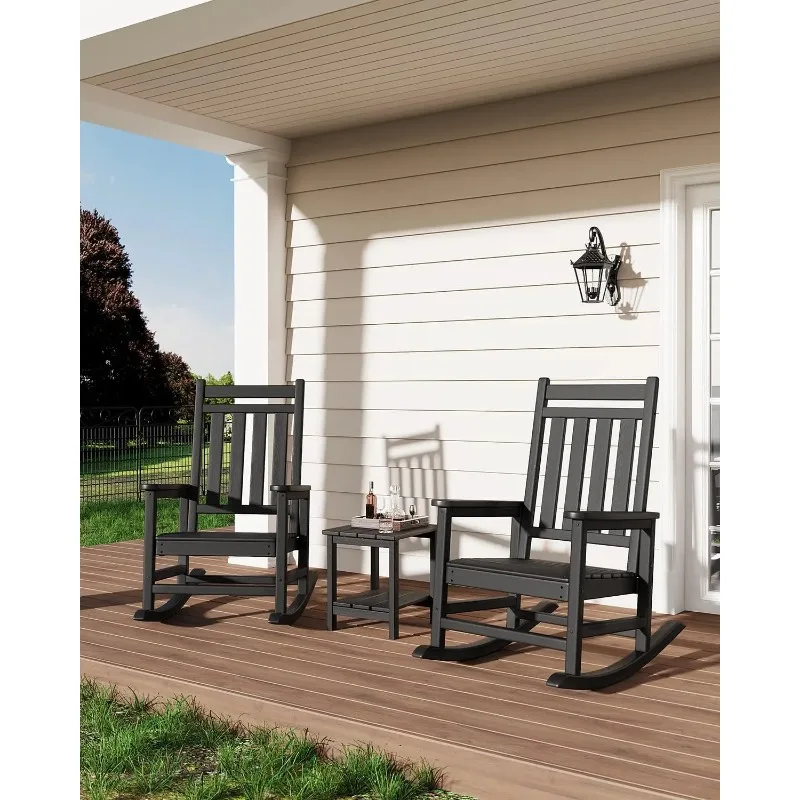 Outdoor Rocking Chair, All-Weather HDPE Patio Rocking Chairs for Adults, 380lbs Weight Capacity, Ergonomic Design, for Porch