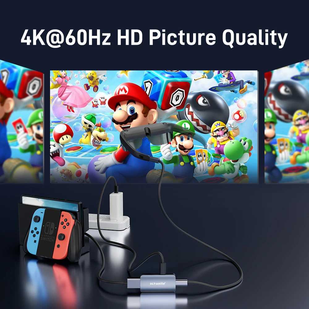 HDMI to USB C 어댑터 연결 향상, HDMI to C타입 어댑터, PS5, Xbox, 노트북, XREAL Air,Rokid Air와 호환 가능, 4K 60Hz