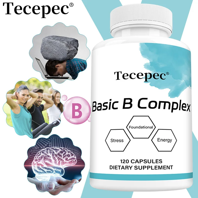 

Vitamin B Complex Capsules with B6 B12, Vegetarian Support Daily Energy, Stress Relief, Metabolism, Immune & Nervous System