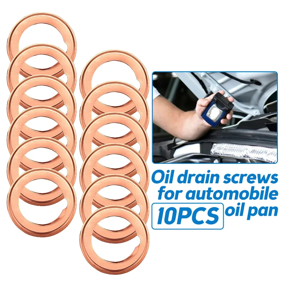 10Pcs Car Oil Drain Plug Crush Washer Car Engine Oil Drain Plug Gasket For Nissan Qichen Car Oil Pan Copper Washer Plate