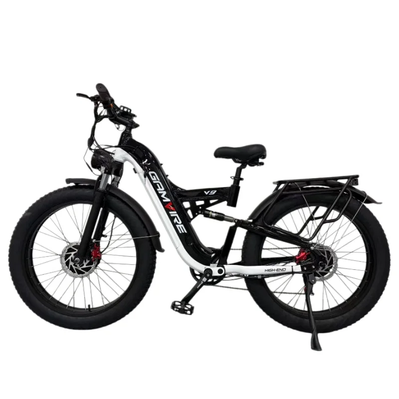 V9 electric bicycle 4000W motor 52V 30AH battery 65km/h e bike Shock Absorption 26 inch tire off road Mountain electric bike image 3
