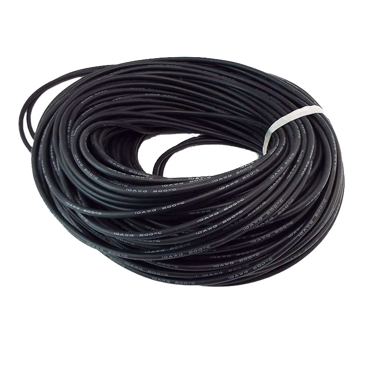 Resistente ao calor macio fio de silicone elétrico, cabo de cobre, conector da bateria, cor vermelha preta, 10m, 18 20 22 24 26 28 30 AWG