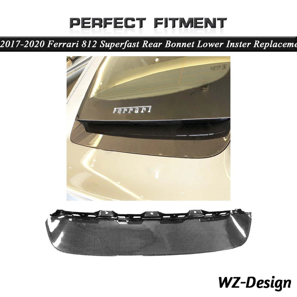 

Car Accessories Dry Carbon Fiber 812 Superfast Rear Bonnet Lower Inster Replacement Fit For 2017-2020 Ferrari 812 Superfast