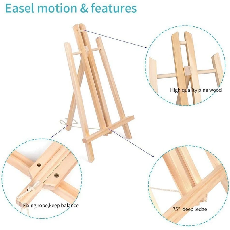 6Pcs 16 Inch Wood Easels,Easel Stand For Painting Canvases,Tabletop Display Easel,Painting Easel, Kids Student Easels Durable