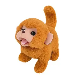 Robot Tiger Wag Tail Electronic Plush Monkey Toy RElectric Cute Golden Monkey Walking Running Animal Pet Kids Birthday Gift