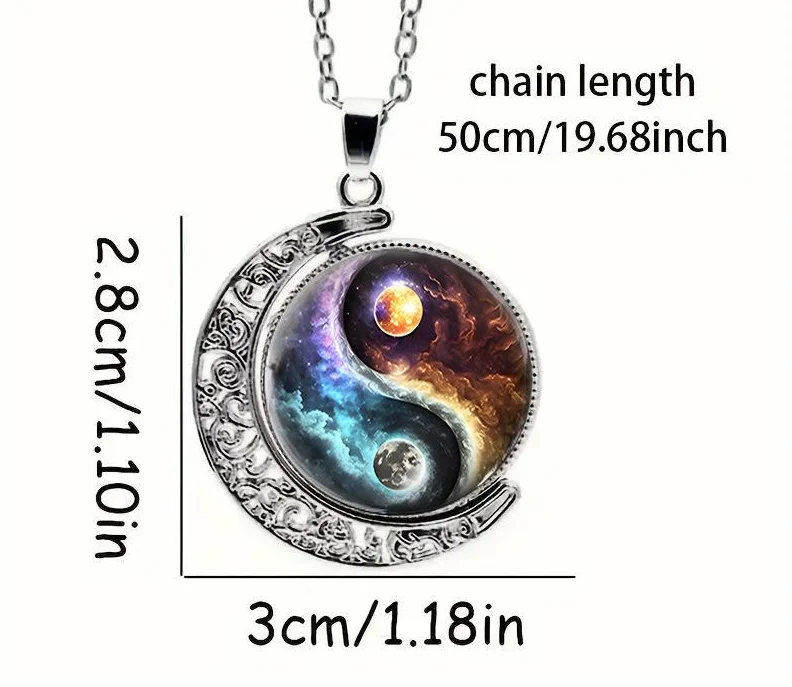 コスプレ Hecai Riyue Taiji Time ジェムストーン ネックレス ムーン ペンダント ジュエリー、男性と女性のためのカスタマイズされたアクセサリー