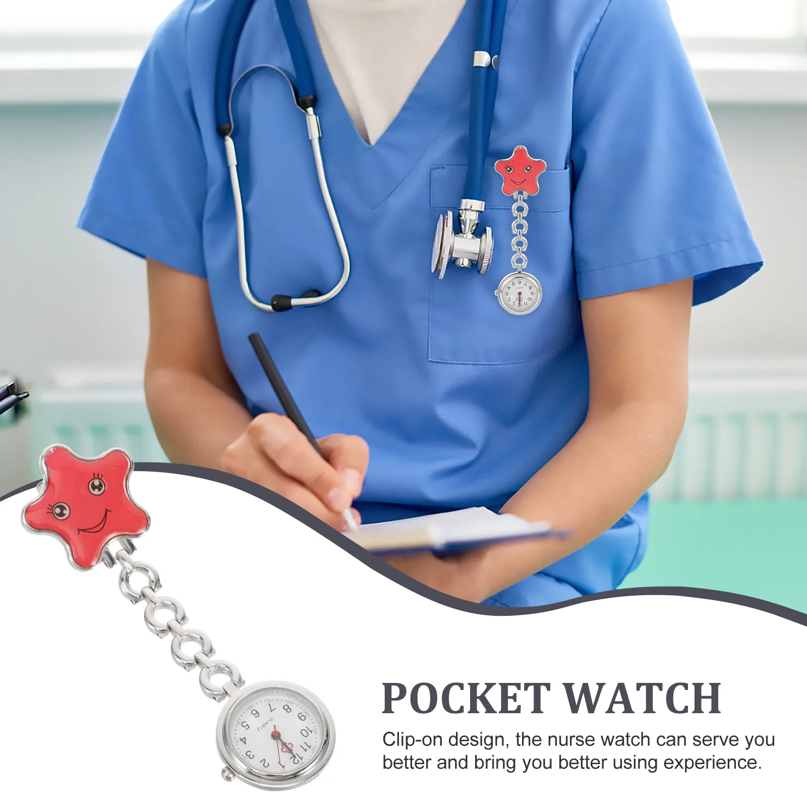 

Compact Watch Clip-on Design for Nurses Students Elderly Sturdy Materials Portable Convenient Time Checking
