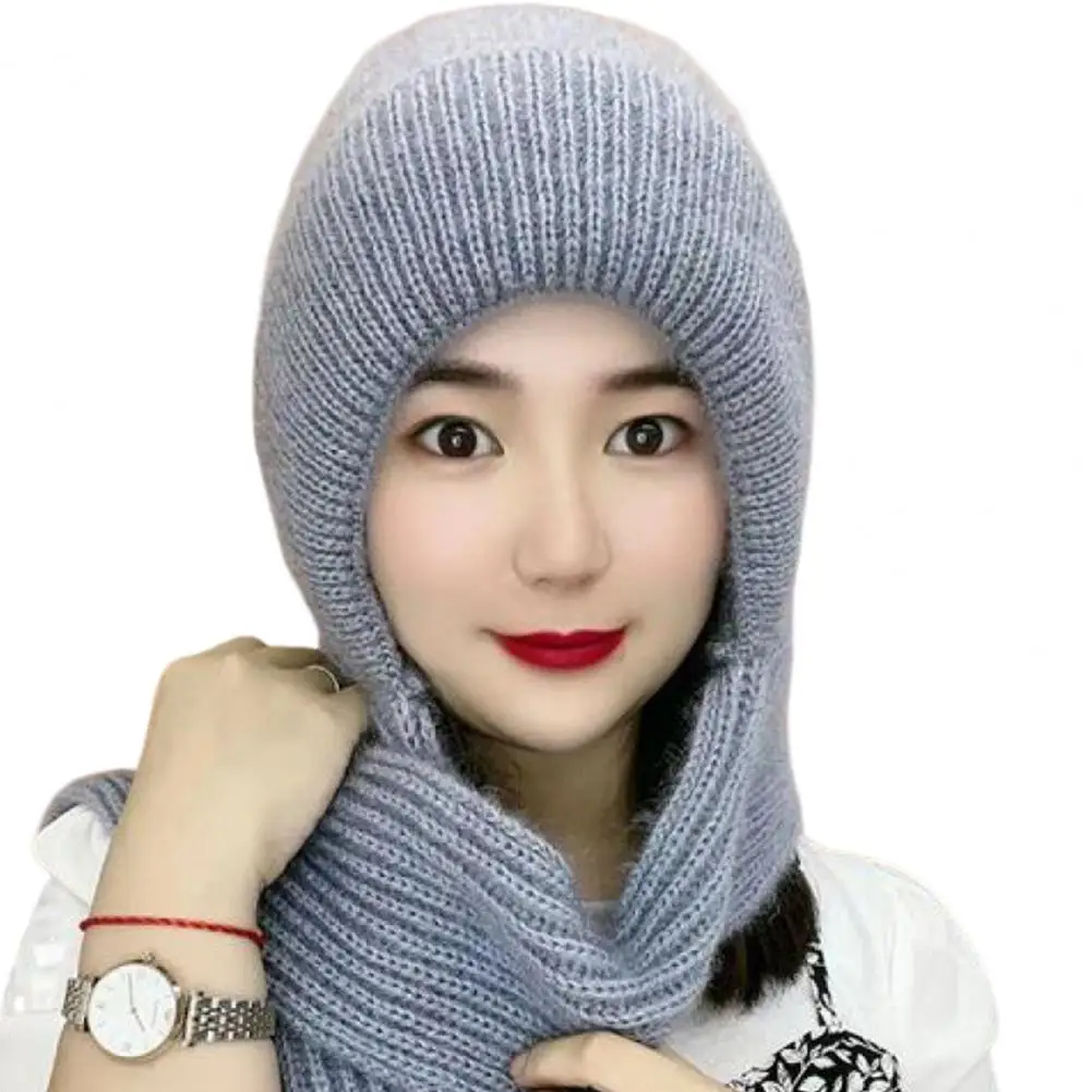 Lady Winter Cap Winter Knitted Balaclava Combo Soft Warm Windproof Headwear for Ladies Hat Scarf Neck Wrap Ladies Knitted Hat