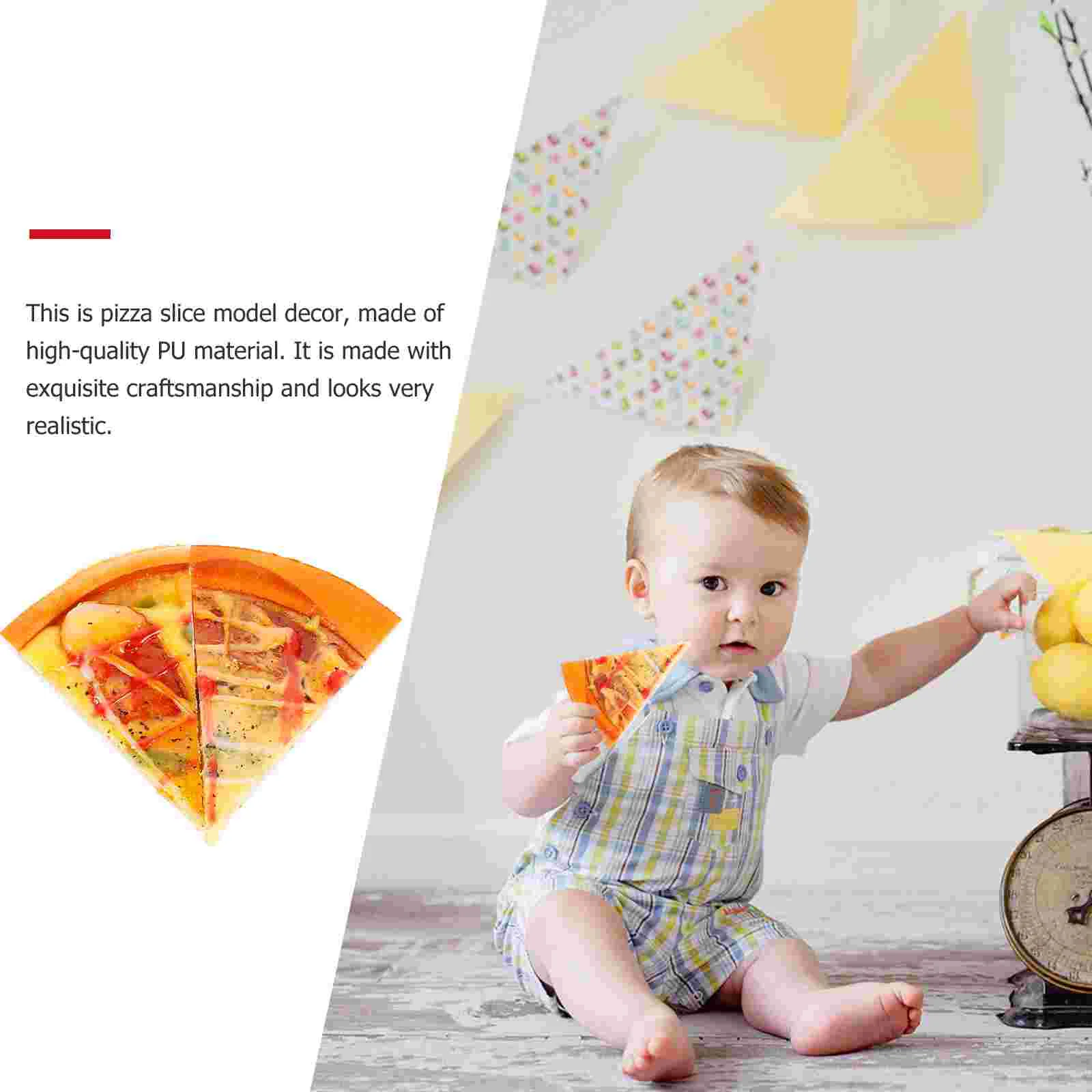 2 Pcs Simulation Pizza Slice Replica Model Photography Props Fruit Decoration Artificial Pu