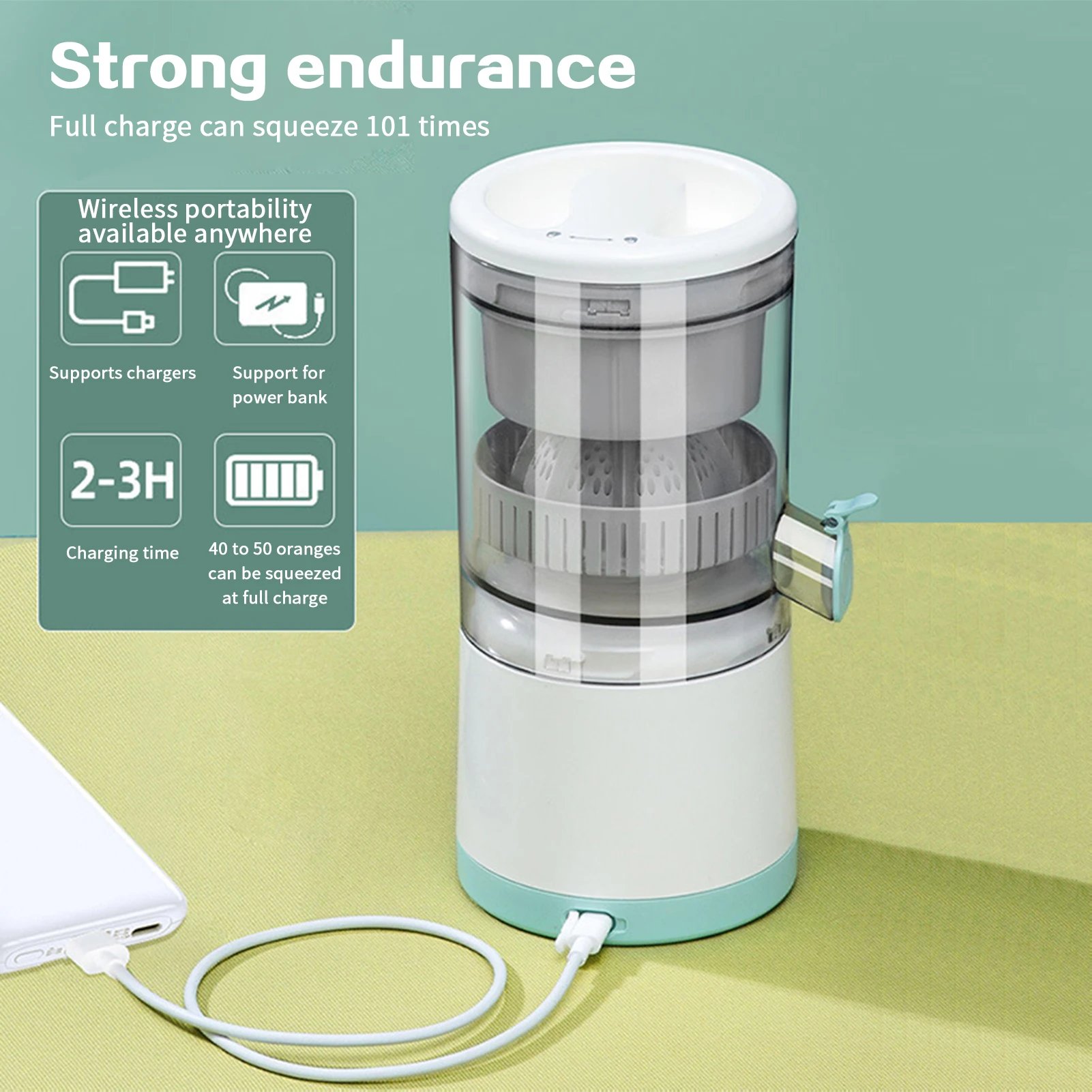 Espremedor elétrico portátil para cozinha Espremedor de suco de laranja Espremedor de frutas liquidificador de limão laranja Carregamento USB