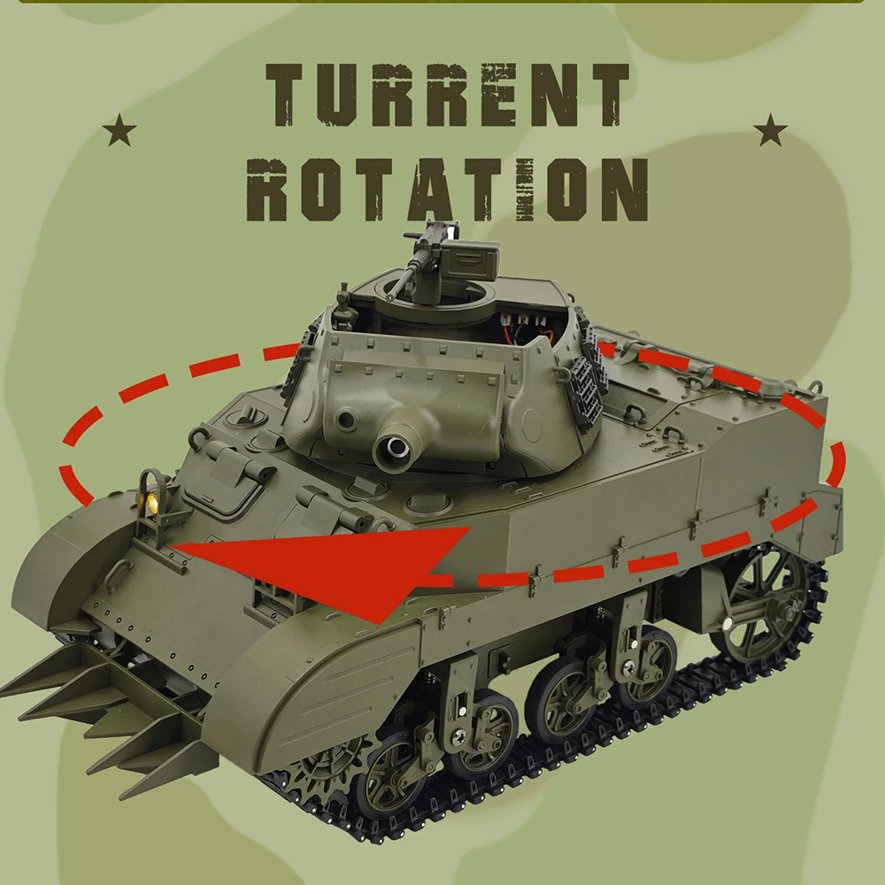 Coolbank G2079 Maßstab 1:16, US M8 RC Panzer, selbstfahrendes Haubitze-Modell, Spielzeug mit Rauch-Turm-Rotation 360 °   Modellpanzer für Erwachsene und Kinder