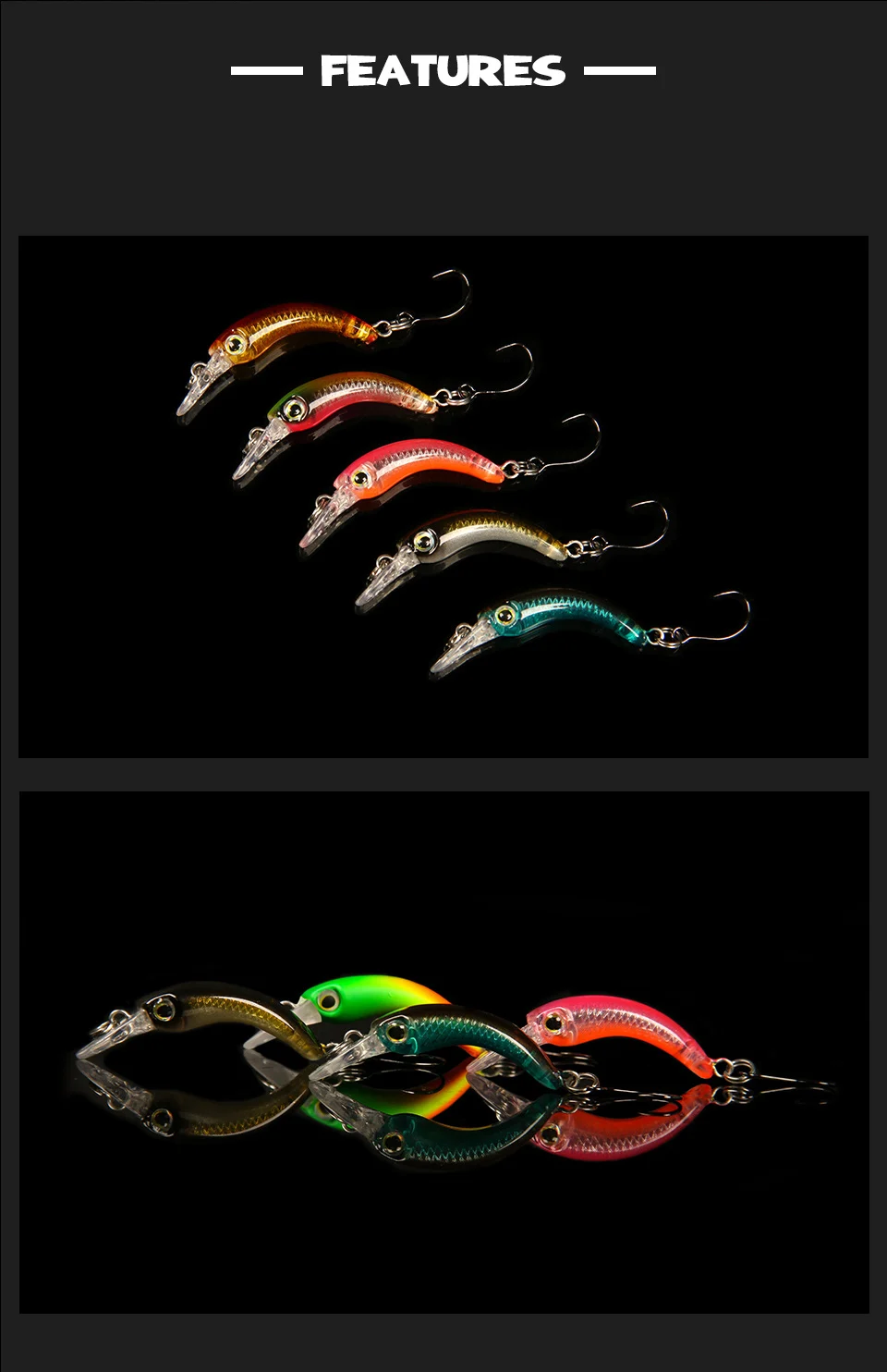 LETOYO Mini-Forellenköder, 1,2 g, schwimmende Minnow-Forellen-Angelköder, Mikro-Hartköder, künstlicher Köder, Wobbler für Forellen, Barsch – Detail 6