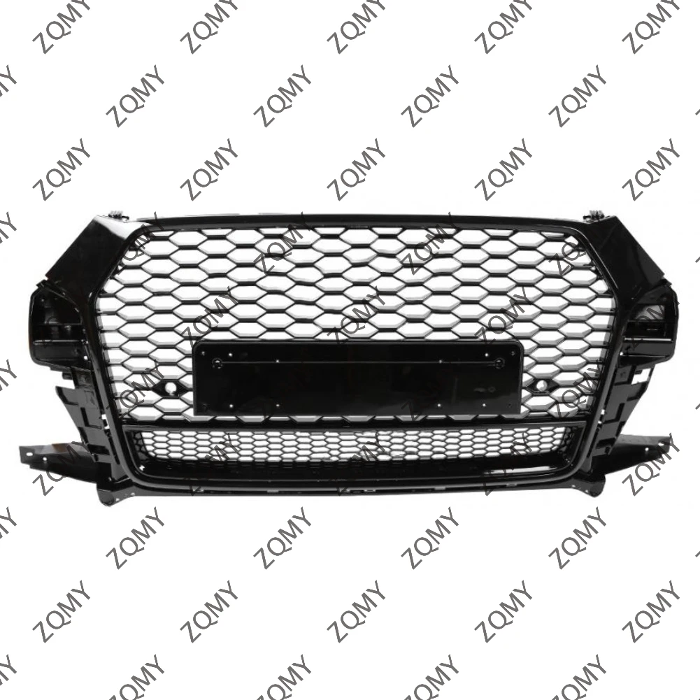 With/Logo For Audi Q3/Q3L/SQ3 2016 2017 2018 Car Front Bumper Grille Centre Panel Styling Upper Grill (Modify RSQ3 style)