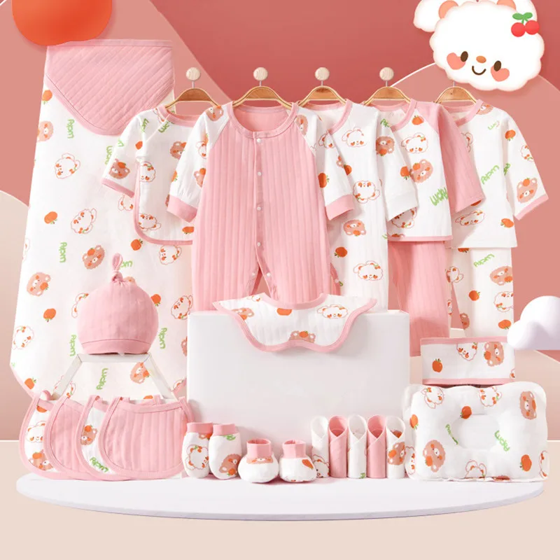 

21/24/26 pieces/lot Newborn Baby Clothing Set Girls 100% Cotton Infant Outfits Spring Autumn Baby Hat Bib Clothes Suit