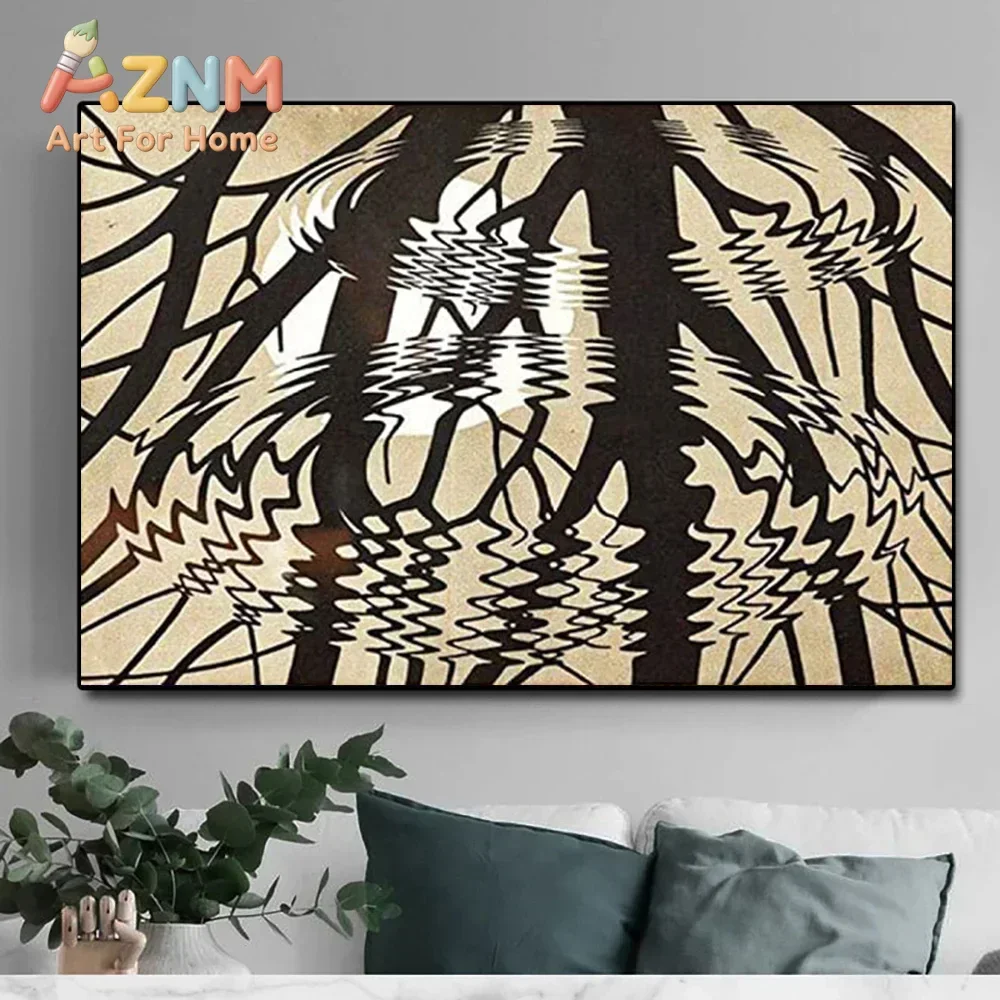AZNM Optical Illusion Impossible Architecture Canvas Wall Art, Classic Escher Style Print, Decor for Study, Office and Art Room