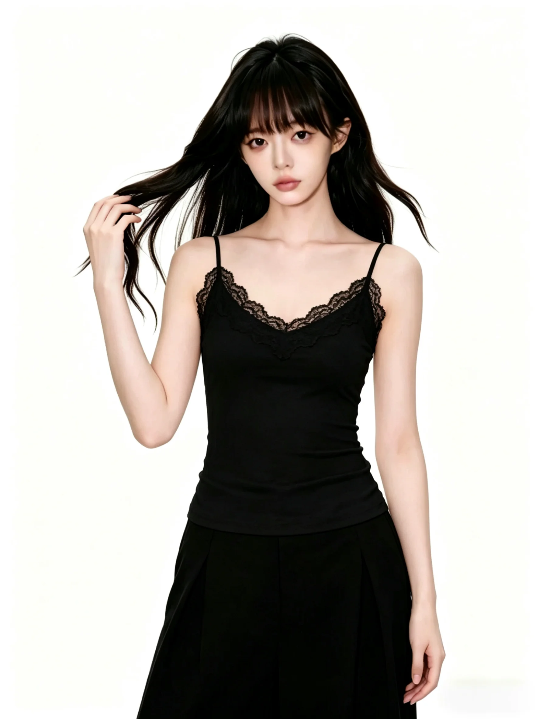 

Lace Splice Sleeveless Women's Tank Top 95 Cotton Slim Fit Base Layer Inner Wear Summer Simple Style plus Size Underwear
