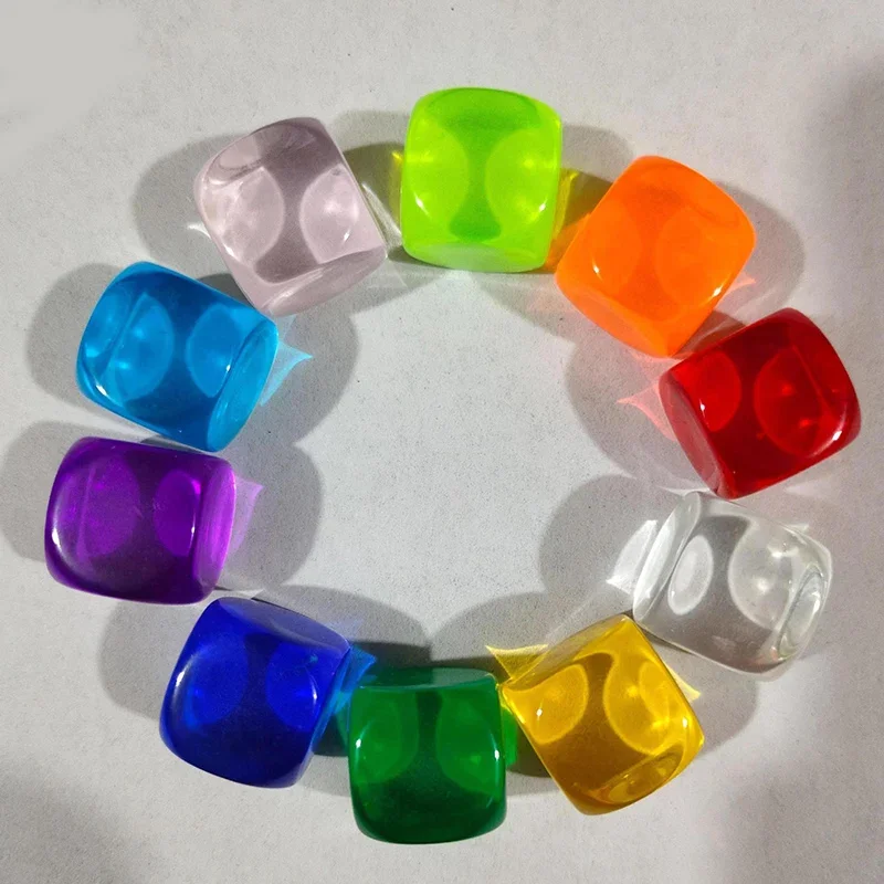 10 PCS DIY Transparent Blank Dice Colorful Dice Puzzle Game  6 Sided Dice 16mm