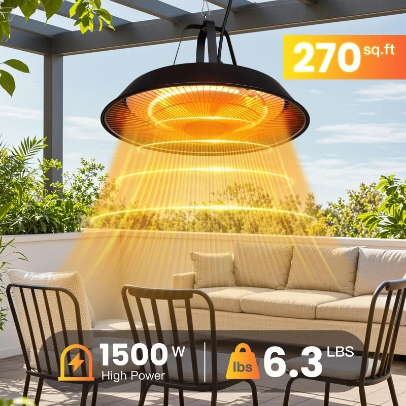 1500W Hanging Patio Heater, Ceiling-Mounted Infrared Heater