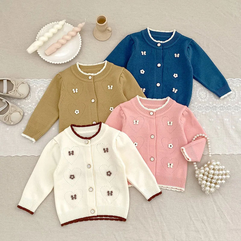 

Baby Girl Knit Cardigan Sweater 2025 Autumn Soft Outerwear Toddler Clothes 0-24 Months Newborn Coat Cute Infant Pullover Top